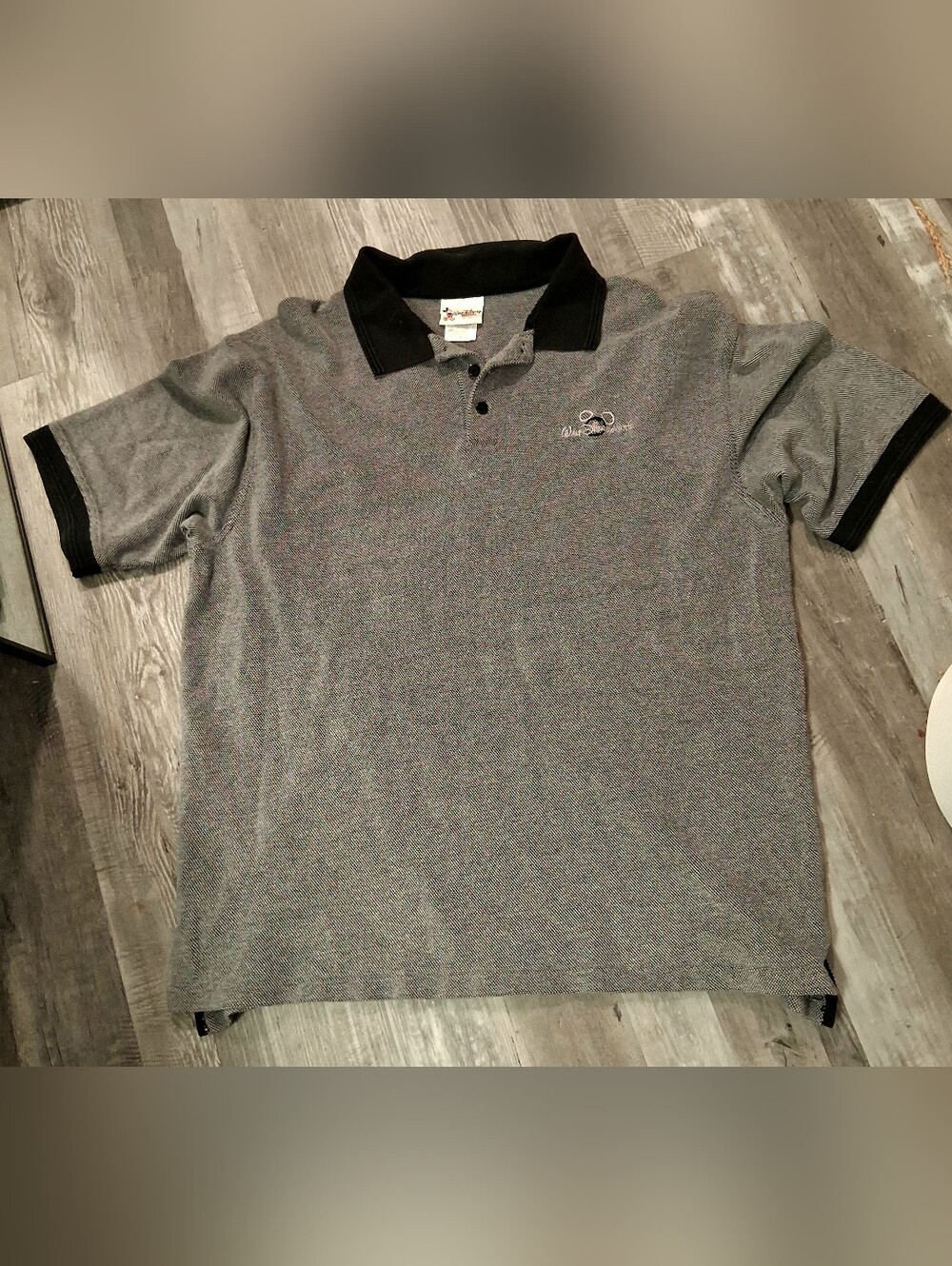 Disney World Mens Gray Polo Shirt with Black Trim Size XXL